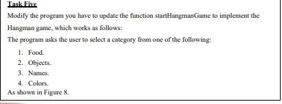  Task Five Modify the program you have to update the function