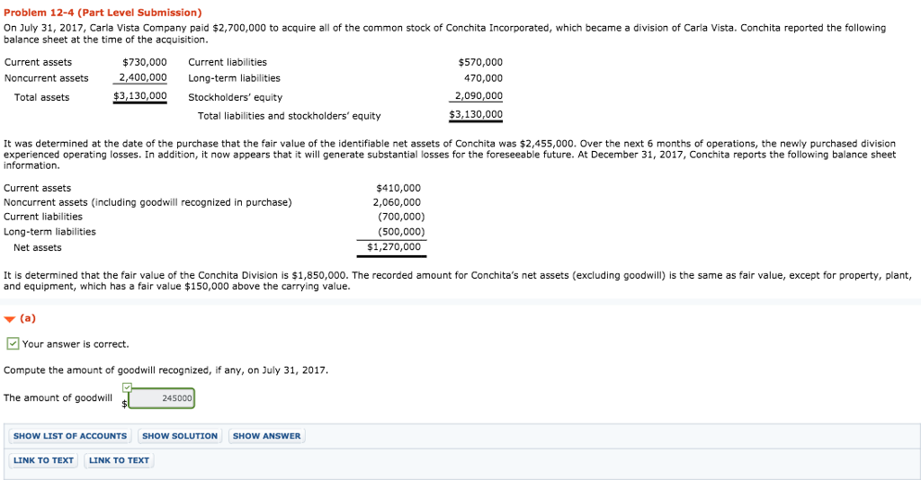  Please show work for part C Problem 12-4 (Part Level Submission)