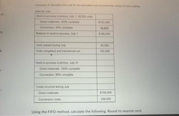  Using the FIFO method, calculate the following. Round to nearest cent.