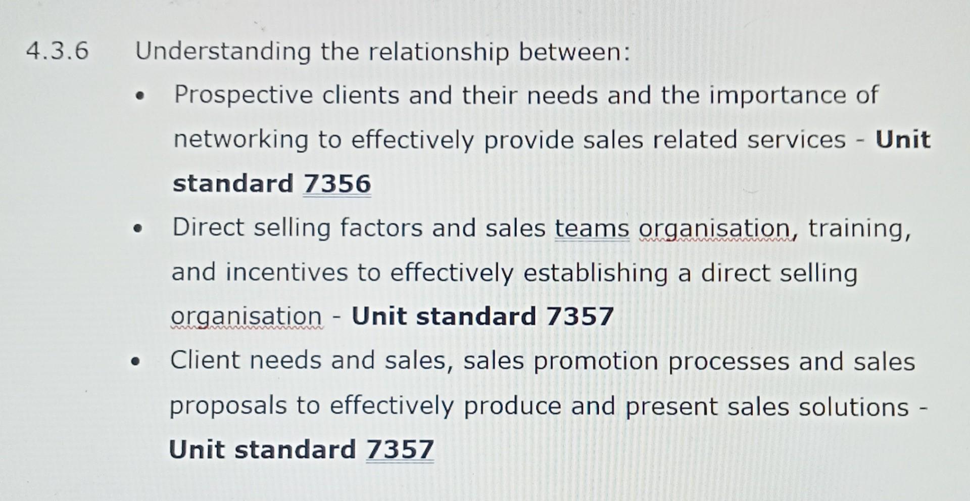 and the importance of networking to effectively provide sales related services -