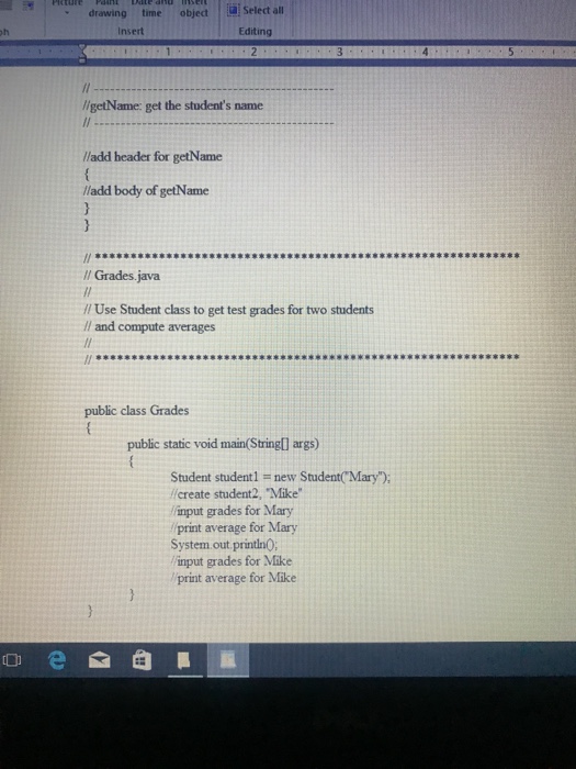 pieces of data: his/her name, his/her score on test # 1, and