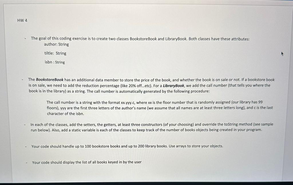 Write code in Java The goal of this coding exercise is