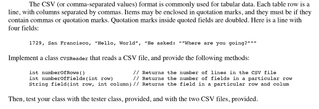  CSVReaderTester.java : /** This program demonstrates and tests methods of the