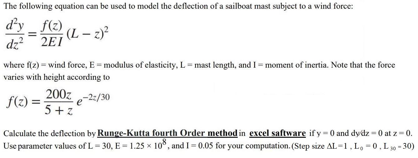 Solve with RungeKutta fourth order method in excel software The following equation