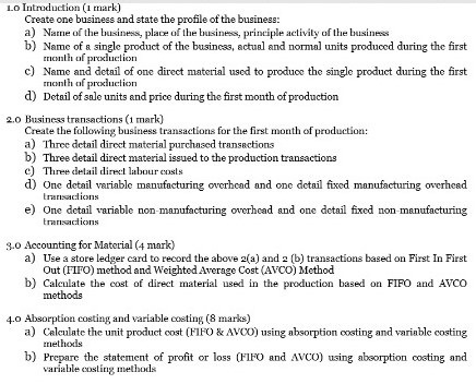  Lo Introduction (1 mark) Create one business and state the profile