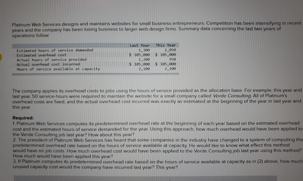 how to I answer the require ments? Platinum Web Services designs and