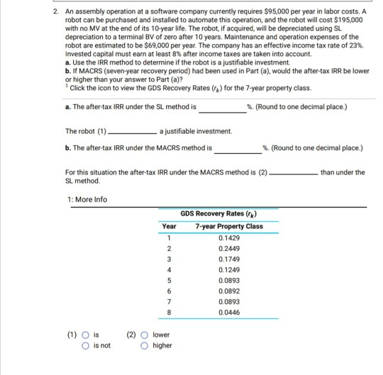 Please show hand-written works don't use excel. 2 An assembly operation