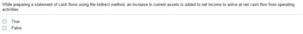  While preparing a statement of cash flows using the indirect method,