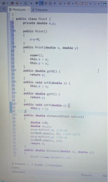 homework Implement the following classes: 1) Class Point that has the following