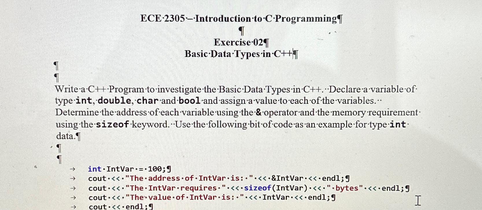  T Exercise 02 Write *a*C++* Program * to * investigate *
