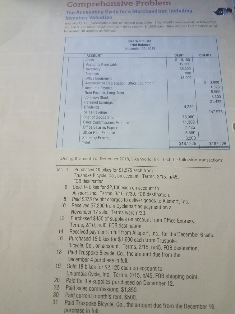  please answer requirement 1 to 8. Thanks Comprehensive Problem The Accounting