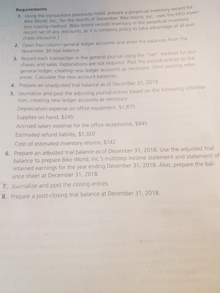 Cycle for a Merchandiser, Including Inventory Valuation Bike World, Inc., wholesales a