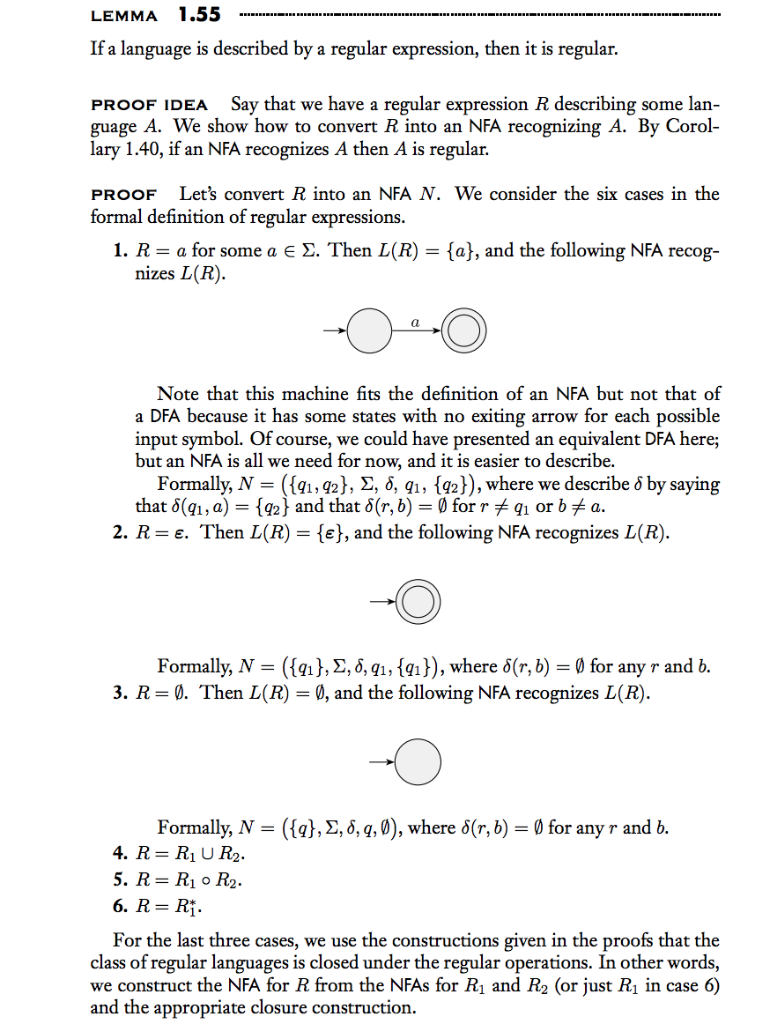 the standard standard proceduce as given in Lemma 1.55 (Sipser), construct the
