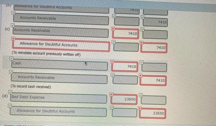 875700 (To record sales) Cash 796820 Accounts Receivable I 796820 (To record
