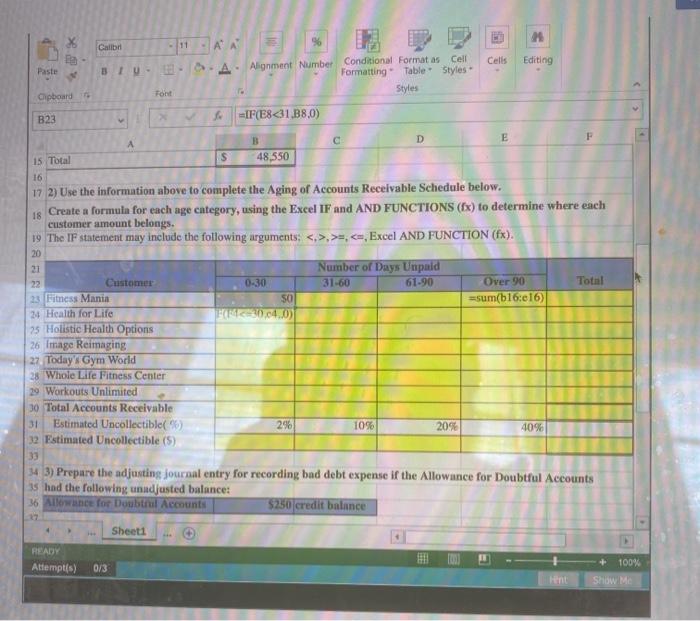 attempt. X Calibri - 11 %6 M Paste BIU Cells Editing Alignment
