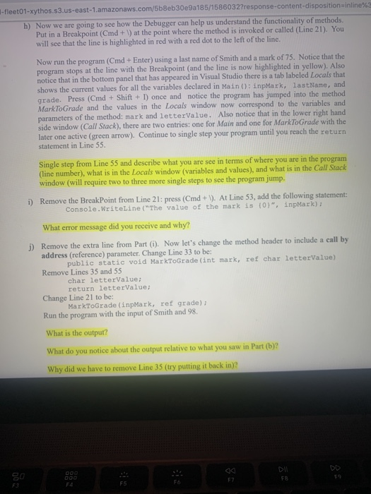 names). This program prints out a corresponding letter grade for a given