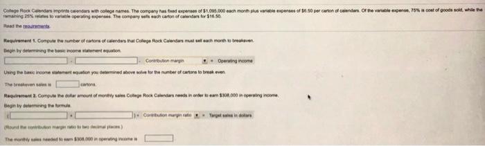 part as shown! 1. Compute the number of cartons of calendars that