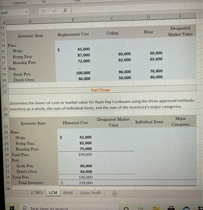 Question Two Part One Ryan Ray Cookware, Inc. has unfinished woks in