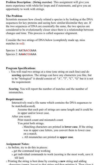  Using python Problem Description: (String exercise This assignment will give you