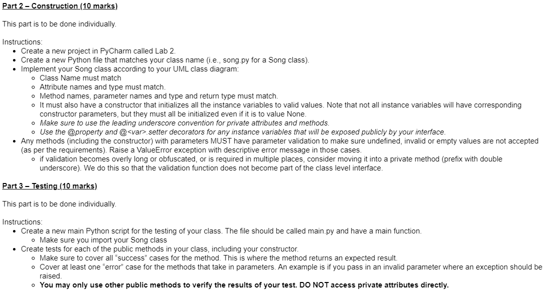 should include the following: A way to get a description of the