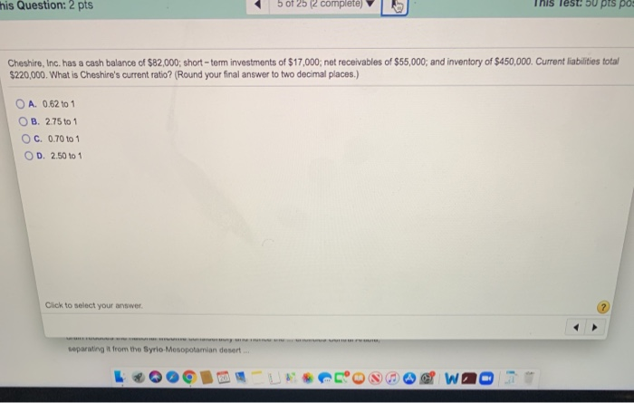  this Question: 2 pts 5 of 25 (2 complete) This Test