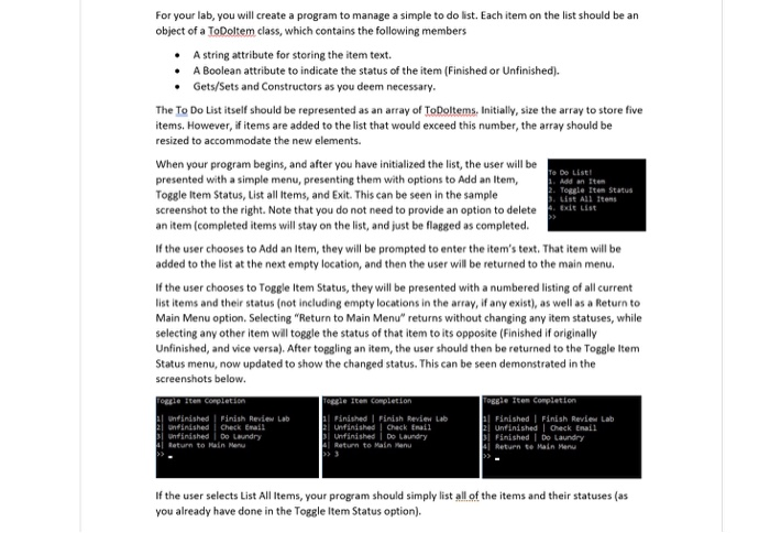 c++ For your lab, you will create a program to manage a