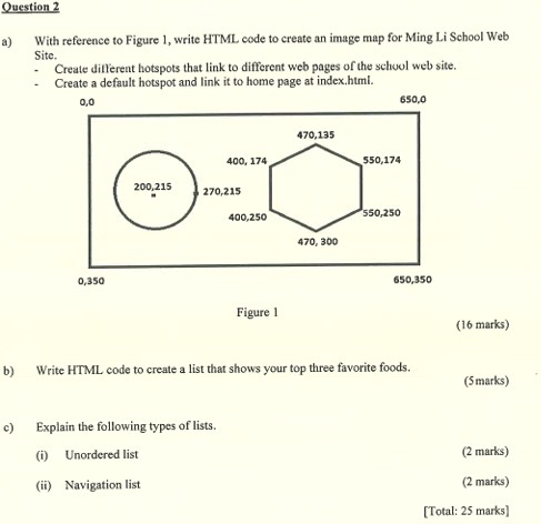  Question 2 a) With reference to Figure 1, write HTML code