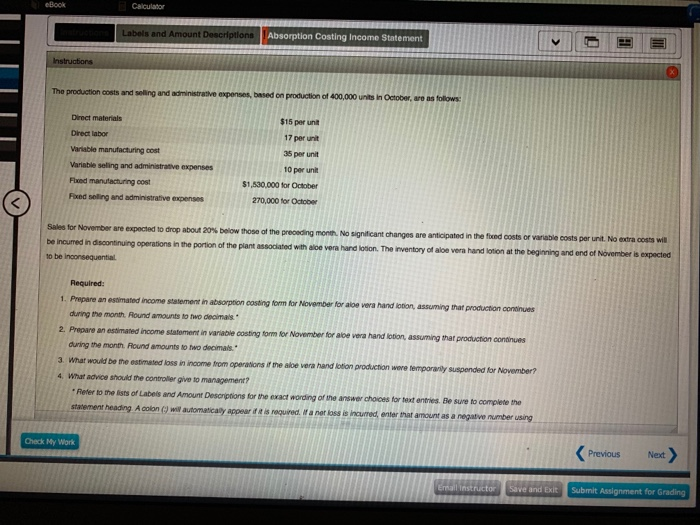 8 Calculator eBook Absorption Costing Income Statement The demand for aloe vera