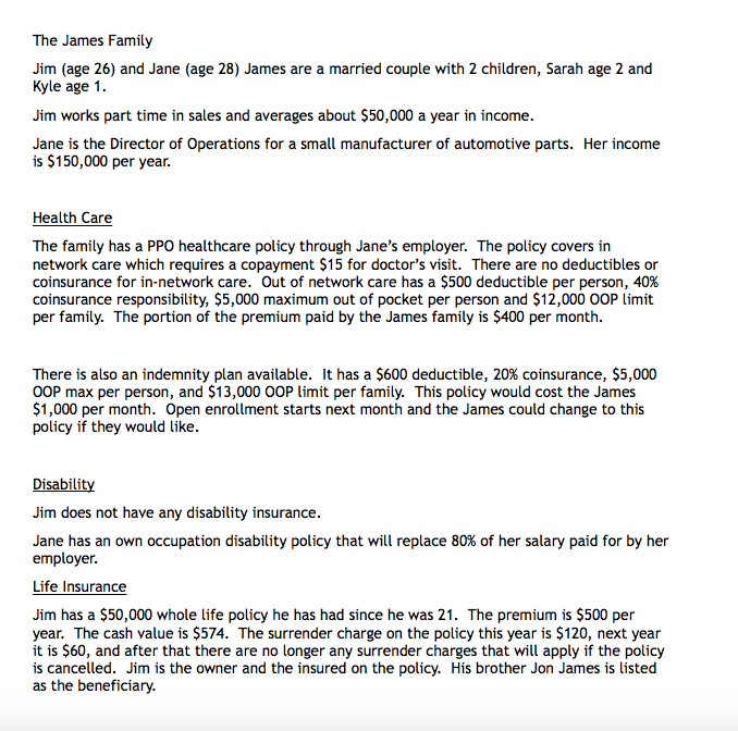 Use the documents below to evaluate and make recommendations for the Jame's