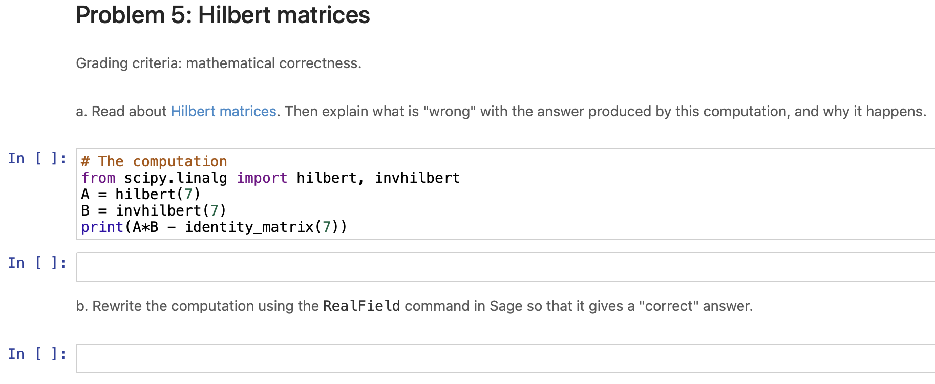Please use SageMath or Python to solve this question, thanks! Problem 5: