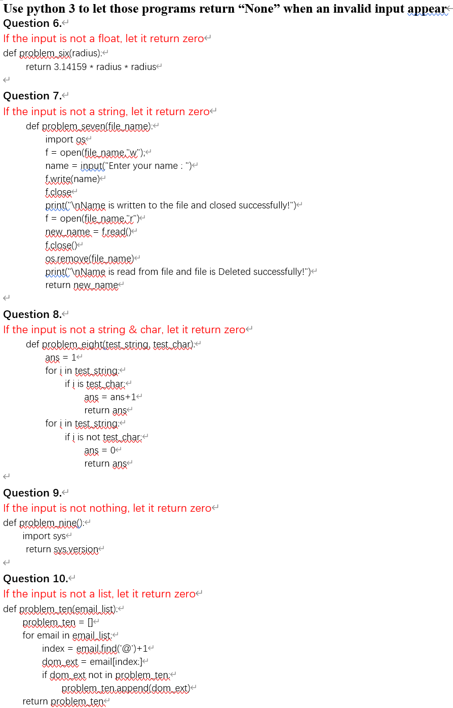  Use python 3 to let those programs return None when an
