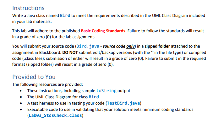  UML Class Diagram: /* * Lab 03 * * Code to