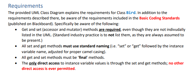 test the Bird class * * This is a very "thin" testing