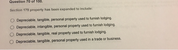 personal property used to furnish lodging. O Depreciable, intangible, personal property used