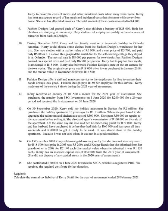 marketing manager for Fashion Designs Lid, a South African company and a