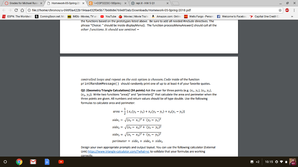 Q2 in c-programming: O Grades for Michael Russ xyD Homework-05-Spring-20 G.-c0P3223C-1 8Spring