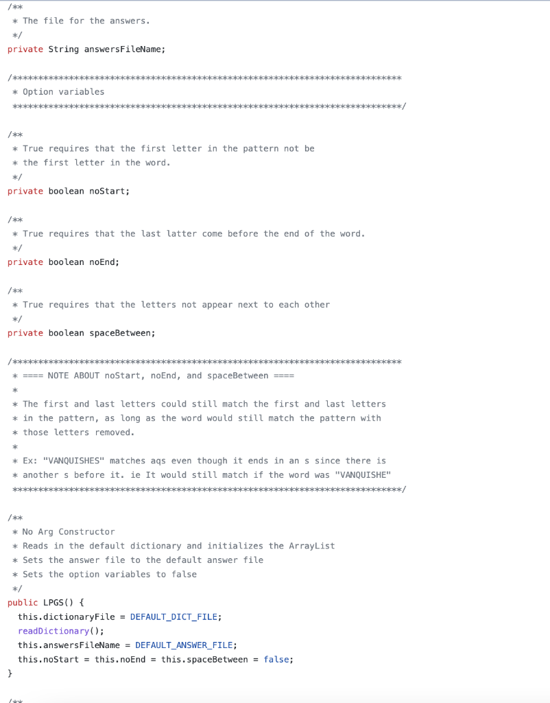 field storing the LPGS object being used for testing A before each