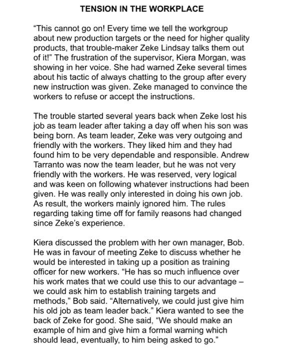  TENSION IN THE WORKPLACE "This cannot go on! Every time we