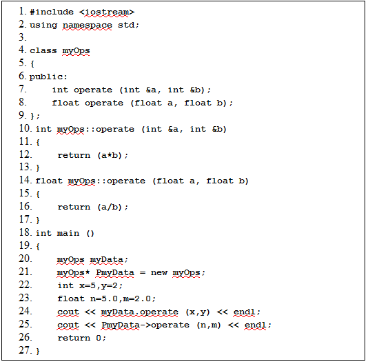  1#include 2. using namespace std; 4. class myOps 6. public: int