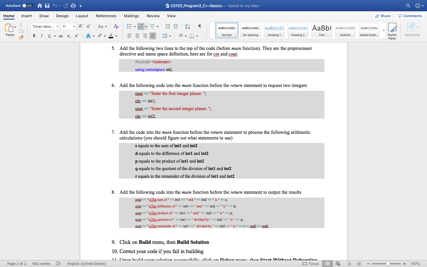 Mac Home Insert Draw Design Layout References Mailings Review View Share Comments
