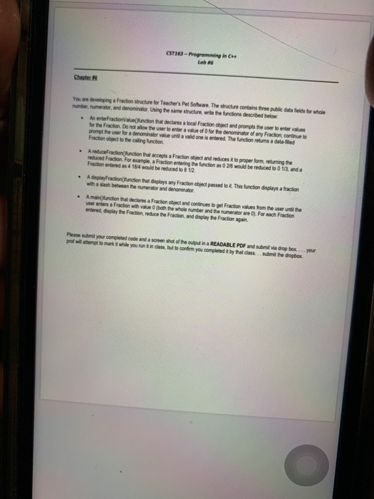  CST163 - Programming in C++ Lab Chapter Yower ing a ction