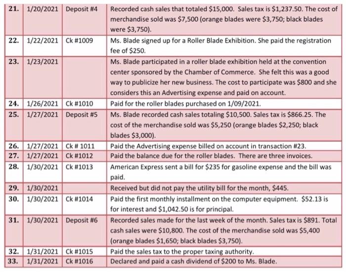 for the month of January, Record all adjusting entries on January 31,