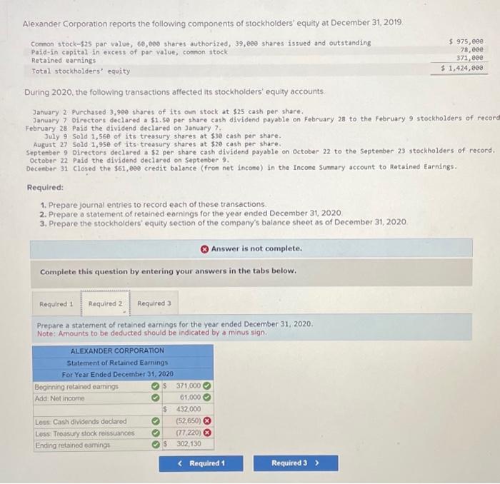 can someone please help with this homework problem asap? . Alexander Corporation