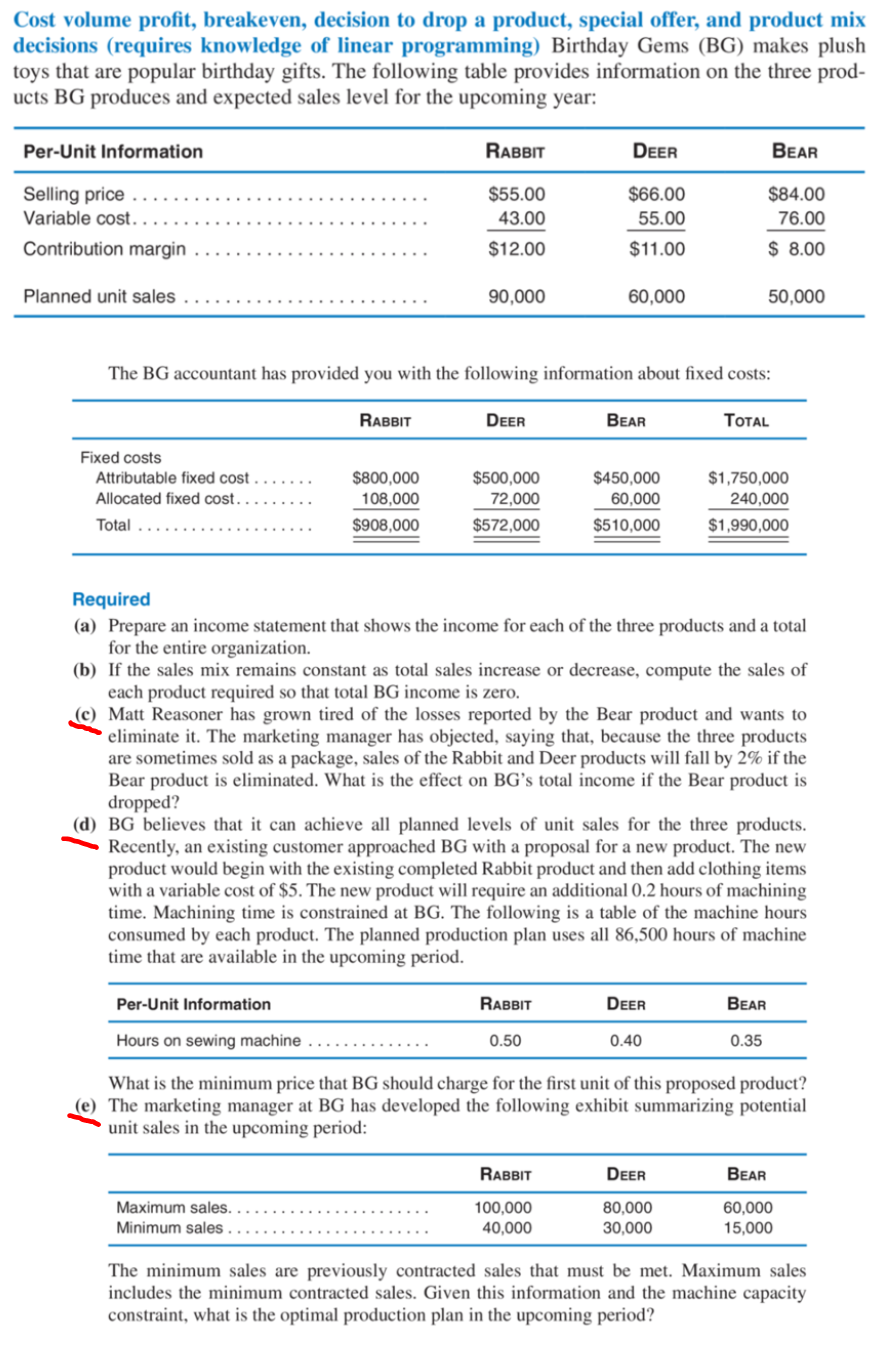Can you answer the questions with red marking? Cost volume profit,