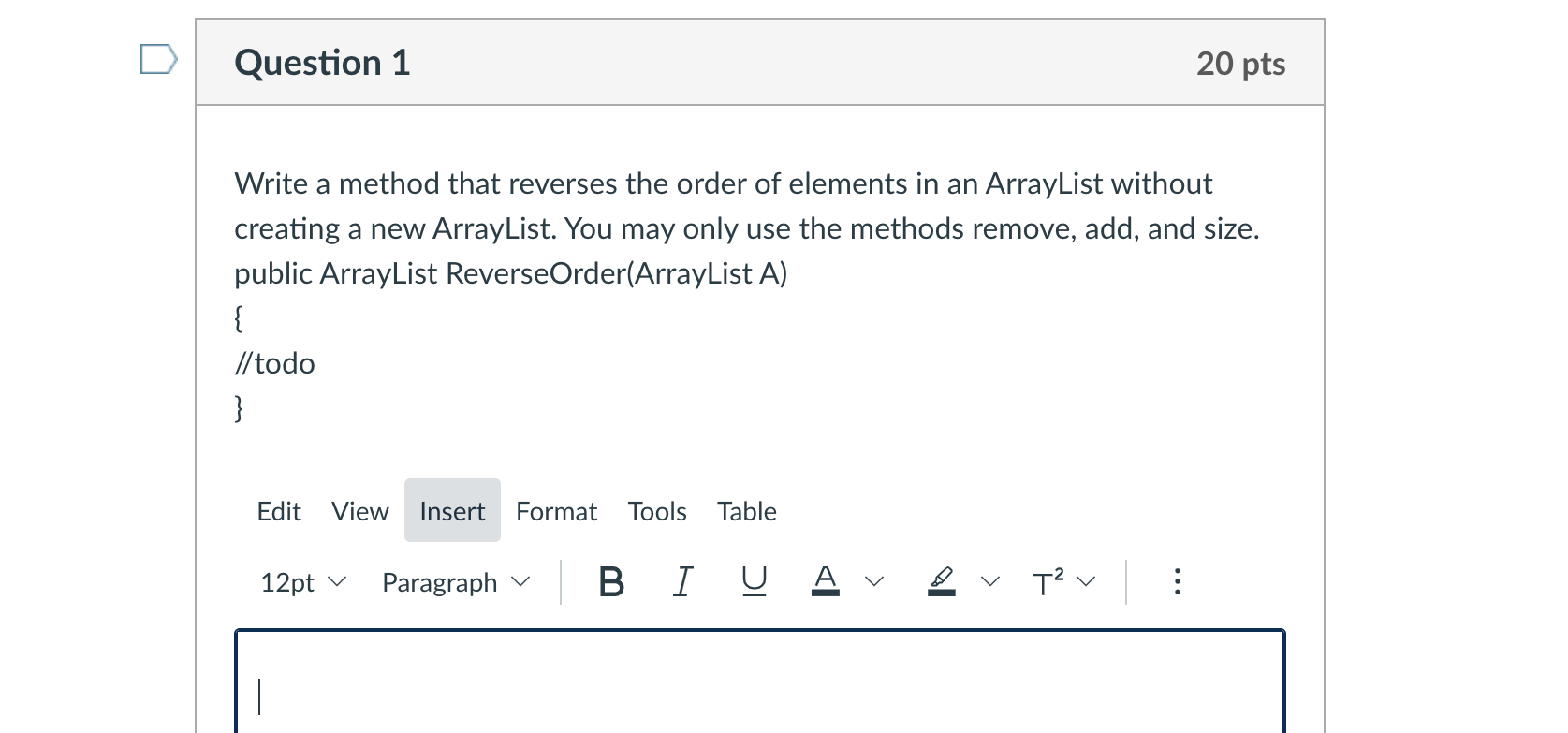 Java-Data structure Write a method that reverses the order of elements in