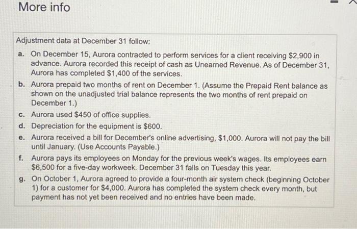 15, Aurora contracted to perform services for a client receiving $2,900 in