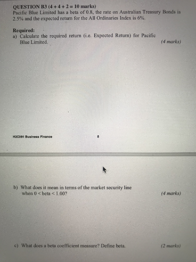  QUESTION B3 (4 + 4 + 2 = 10 marks) Pacific