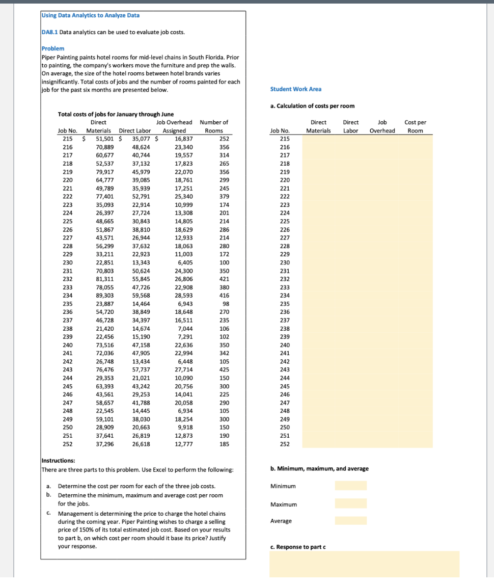  Using Data Analytics to Analyze Data DA8.1 Data analytics can be