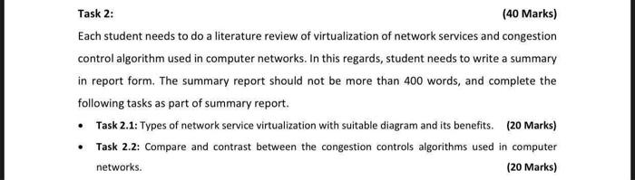  Task 2: (40 Marks) Each student needs to do a literature