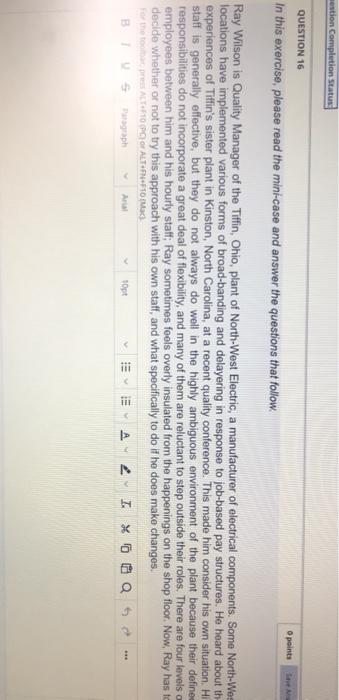  estion Completion Status QUESTION 16 points In this exercise, please read